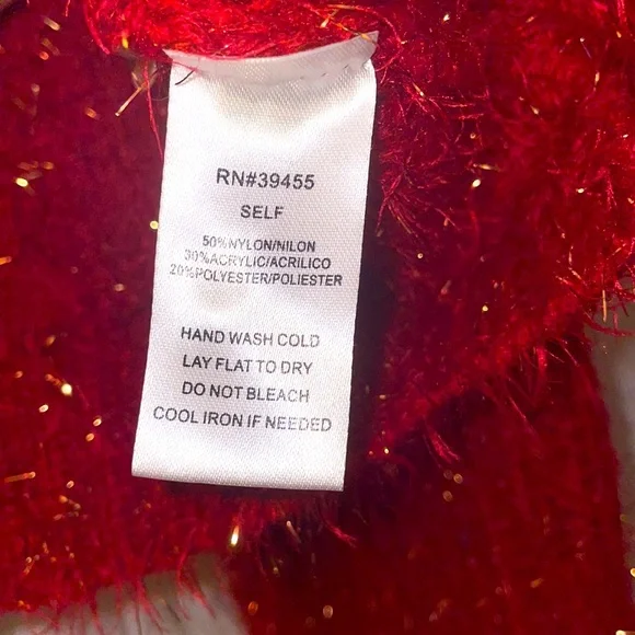 Ivory rose (EUC) fuzzy red and gold crop sweater for women. Size M. - Picture 3 of 3